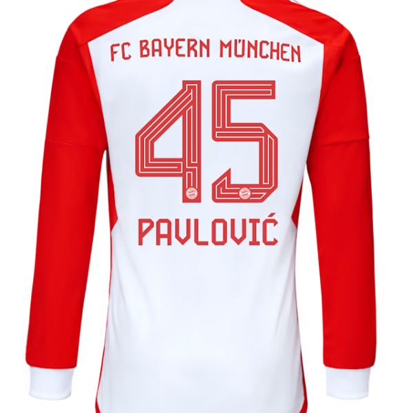 Bayern Munich men long sleeve jersey home 23-24 – 45 aleksandar pavlovic Jersey - Premium Fan Gear