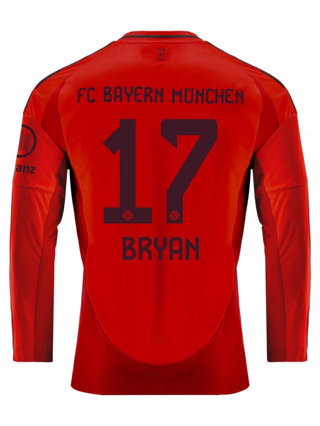 Bayern Munich men long sleeve jersey home 24-25 – 17 bryan zaragoza Jersey - Premium Fan Gear