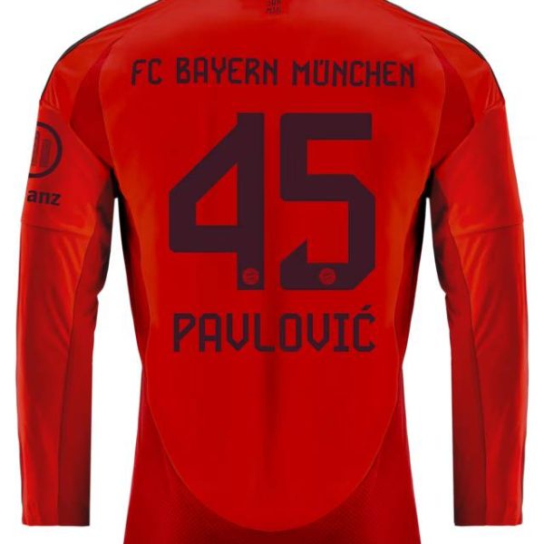 Bayern Munich men long sleeve jersey home 24-25 – 45 aleksandar pavlović Jersey - Premium Fan Gear